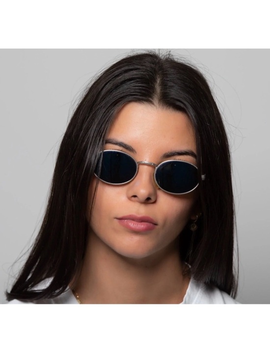 1990s PERSOL SUNNY vintage oval sunglasses silver metal MADE IN ITALY